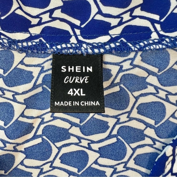 SHEIN Curve Blue & White Geometric Print Blouse – Size 4XL - Picture 8 of 10